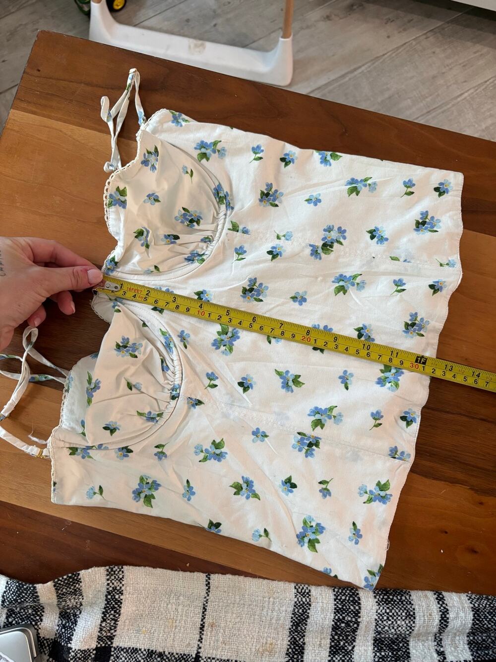 WeWoreWhat Floral Corset Bustier Top Blue White Underwire Cami Size 10